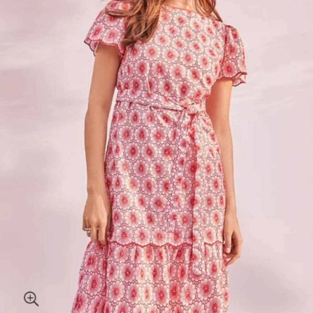 Ann Taylor Red Floral Midi Dress Sz: Small